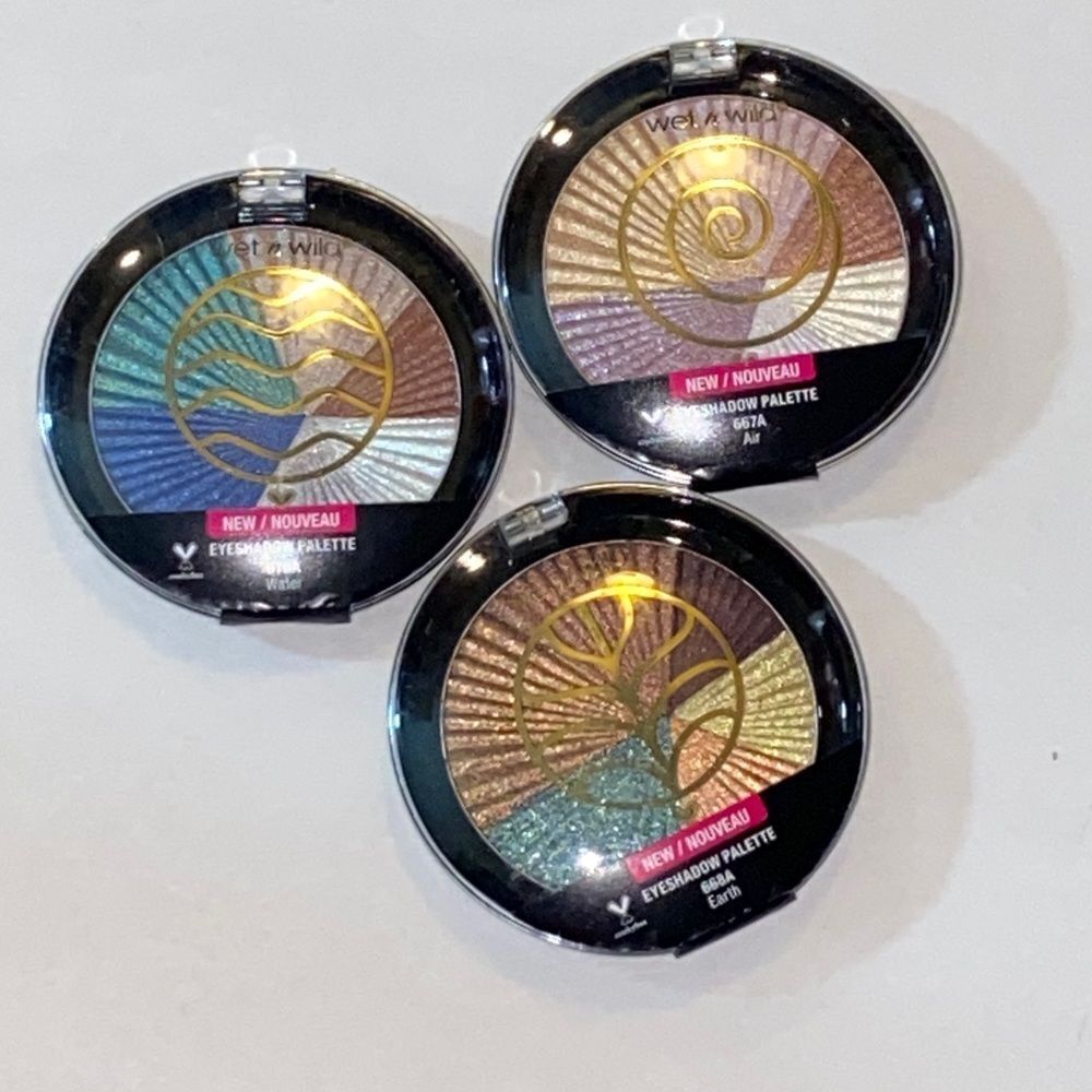 Wet n Wild Trio Eyeshadow Set with Blue, Green, and Gold New